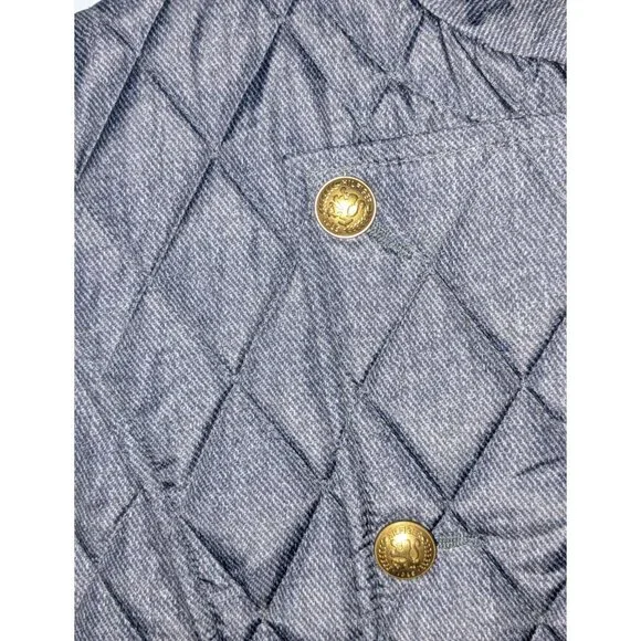 Tommy Hilfiger Womens Medium Quilted Jacket Gold Snap Buttons Zipper Gray - Picture 8 of 16